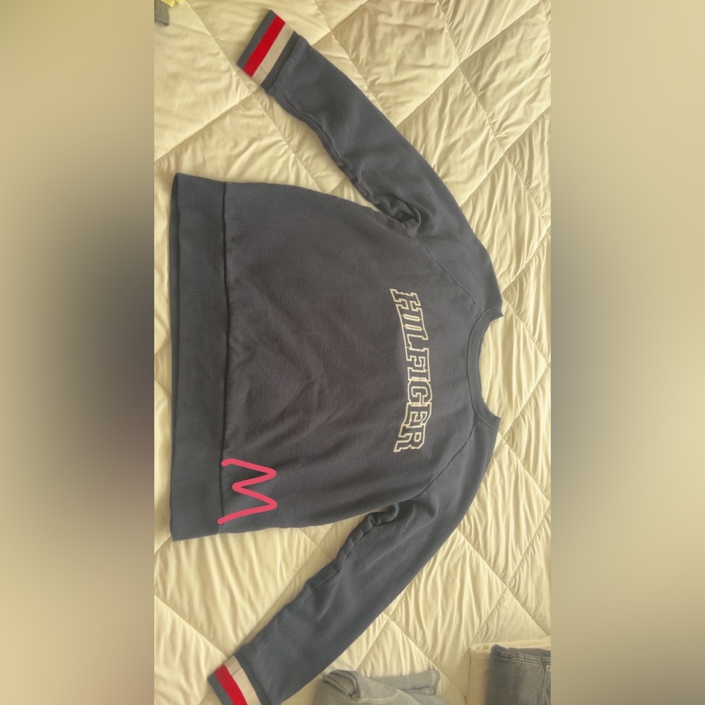 Tommy Hilfiger Charcoal Sweatshirt with Red and White Details